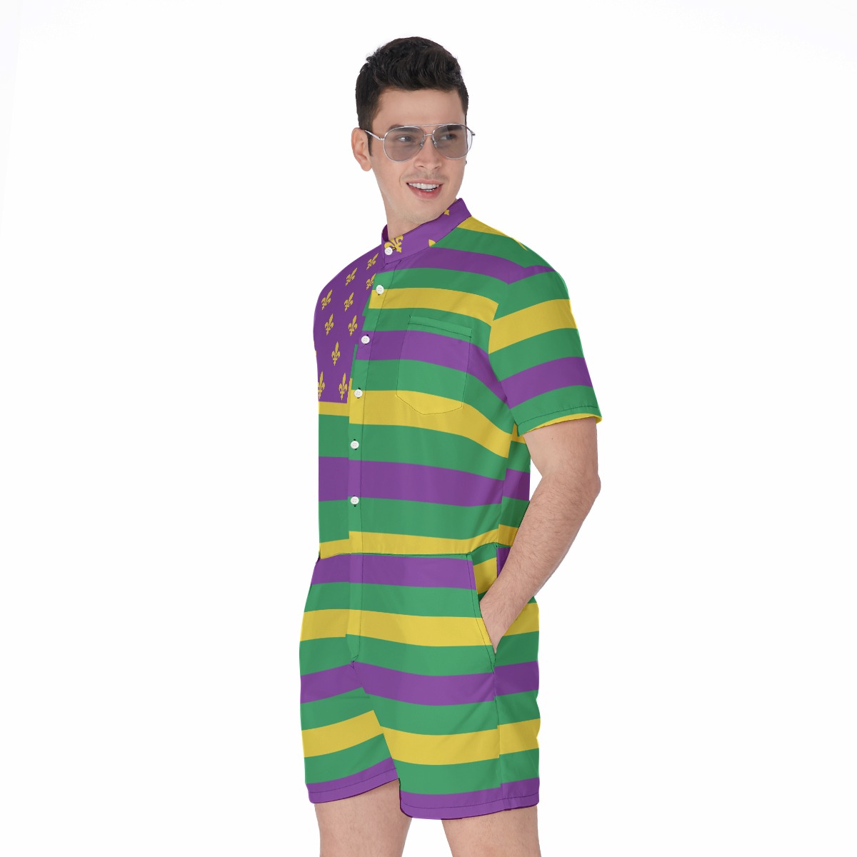 Mardi Gras Men's Romper