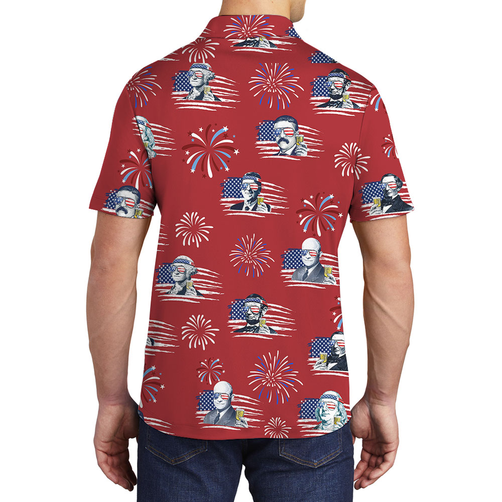 Independence Day Beer Men's Polo Shirt White Red And Blue
