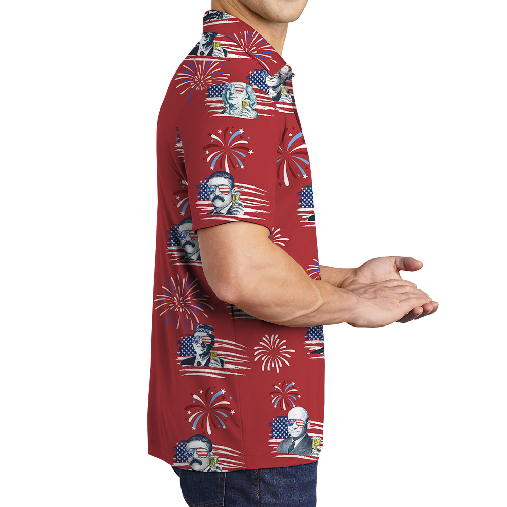 Independence Day Beer Men's Polo Shirt White Red And Blue