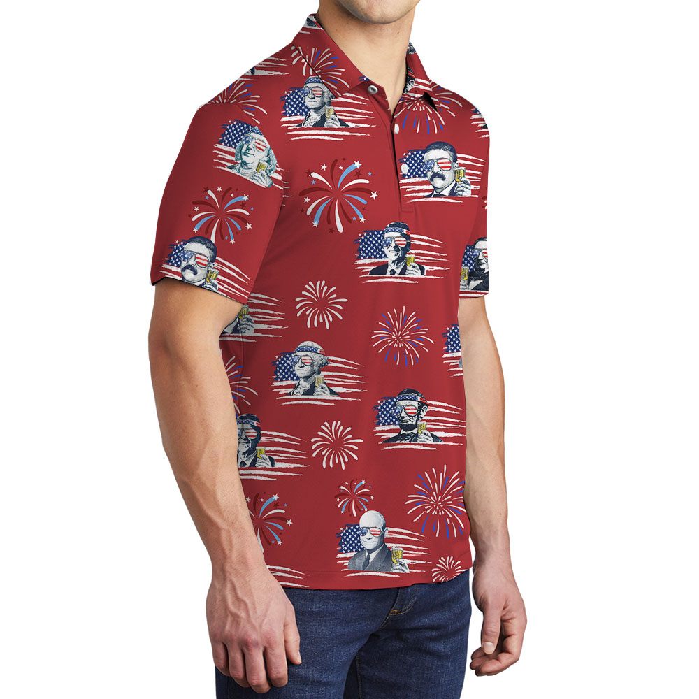 Independence Day Beer Men's Polo Shirt White Red And Blue