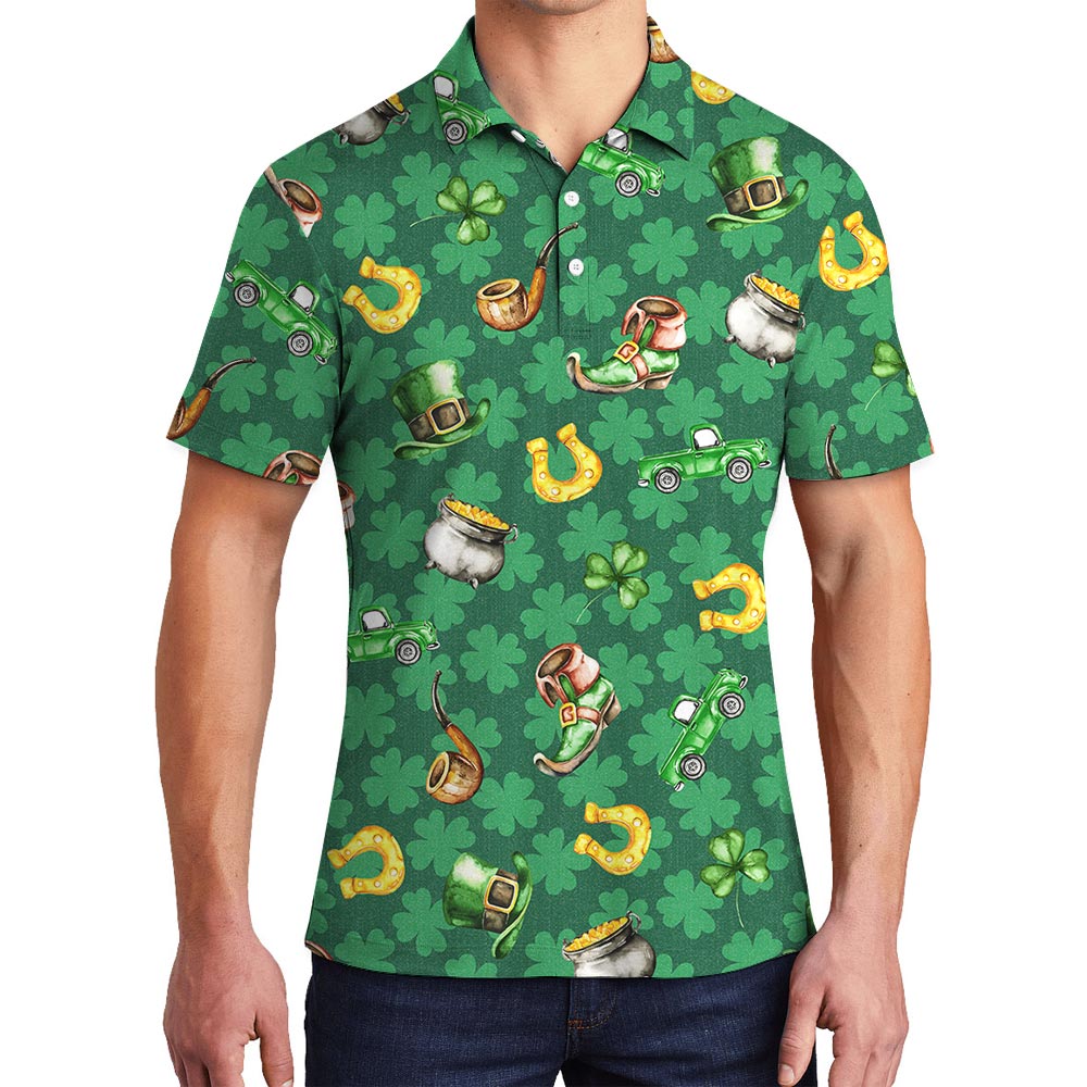 St. Patrick's Day Hawaiian Polo Shirt For Men - variant image 1