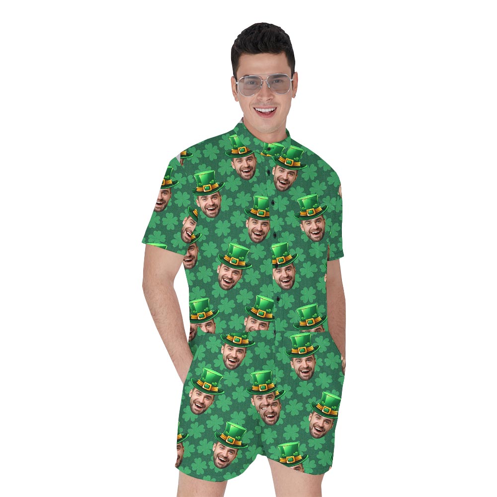 Personalized Faces Men's Tropical Romper For St. Patrick's Day - variant image 1