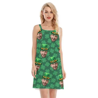 Personalized Women's Hawaiian Dress With Face Luck Charms
