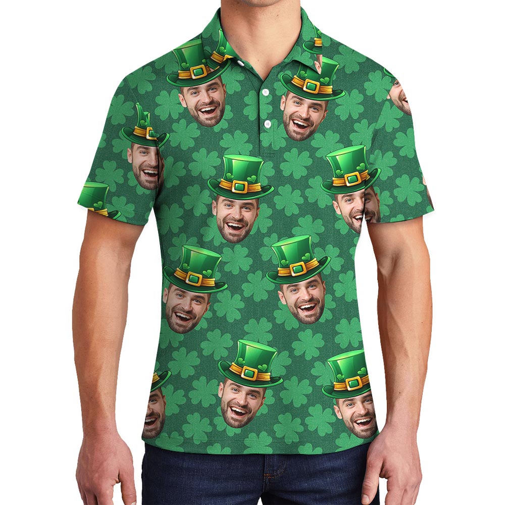 Custom Hawaiian Polo Shirt With Your Face Luck Charm - variant image 1
