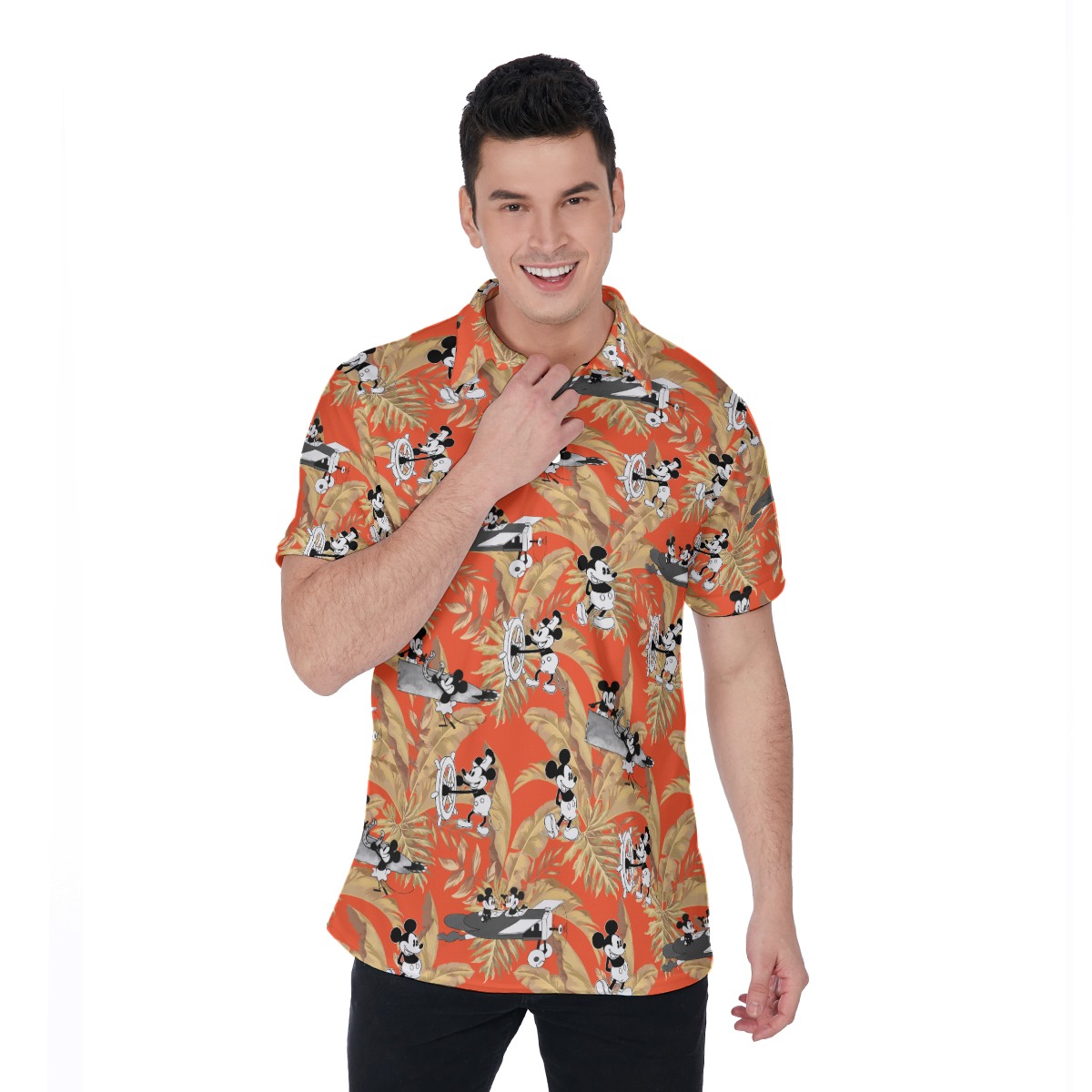 Steamboat Willie Mickey Tropical Polo Shirt for Men - variant image 1