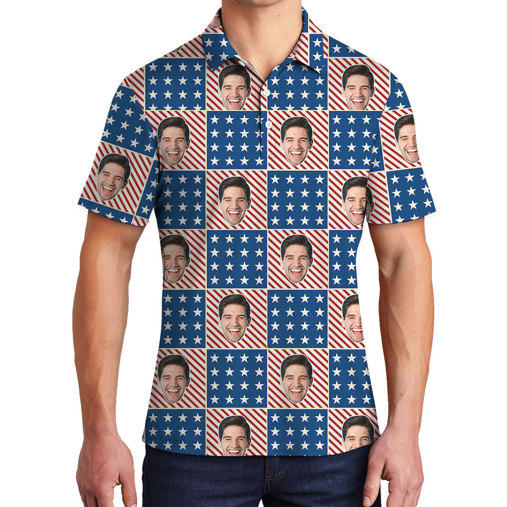 American Men's Polo Shirts With Custom Faces - variant image 1