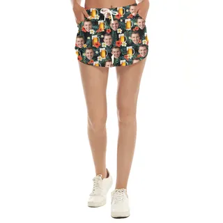 Personalized Women Beer Tropical Shorts With 4 Faces