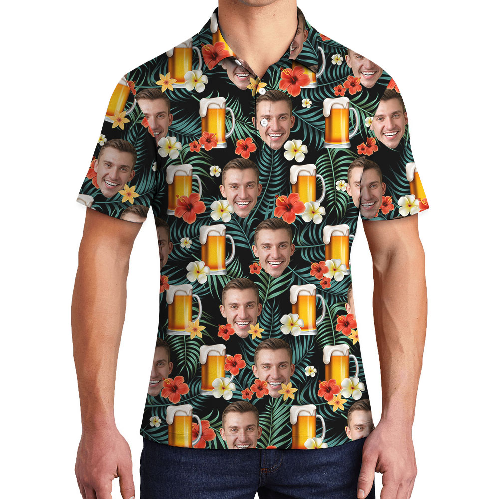 Cool Beer Men's Polo Shirt With Multiple Faces - variant image 1
