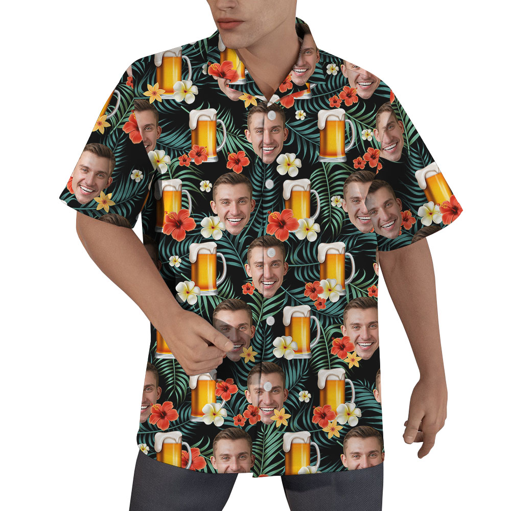 Funny Beer Tropical Hawaiian Shirt With Custom Face - variant image 1