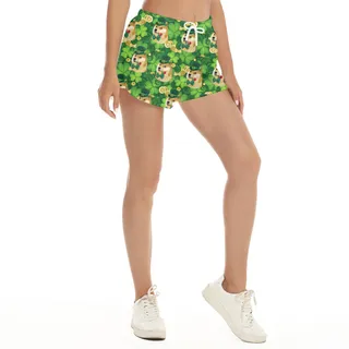 Women's Doge Meme Lucky Charm Beach Shorts For Patrick Day