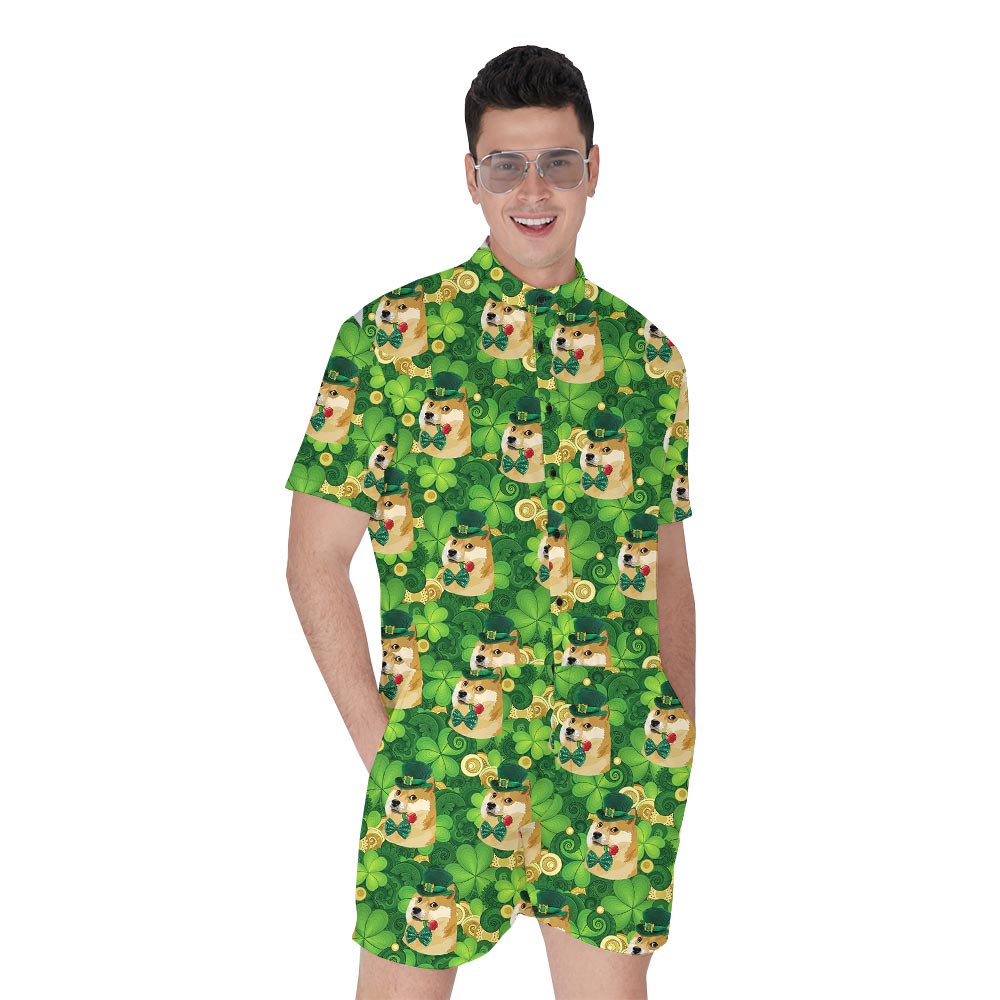 Funny Dog Meme Lucky Charm Men's Tropical Romper For St Patrick Day - variant image 1