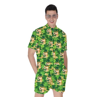Funny Dog Meme Lucky Charm Men's Tropical Romper For St Patrick Day