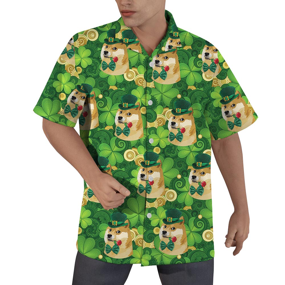 Funny Doge Meme St Patrick Day Hawaiian Shirt For Men - variant image 1