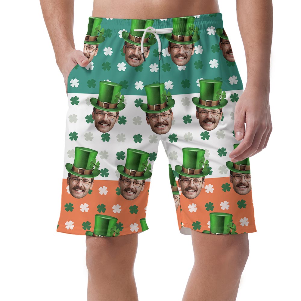 Custom Face St Patrick Day Lucky Charm Men's Summer Shorts - variant image 1