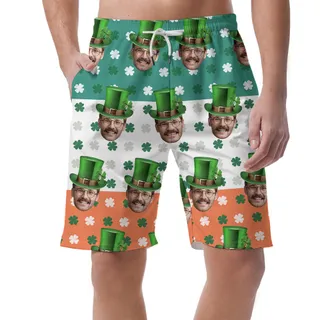 Custom Face St Patrick Day Lucky Charm Men's Summer Shorts