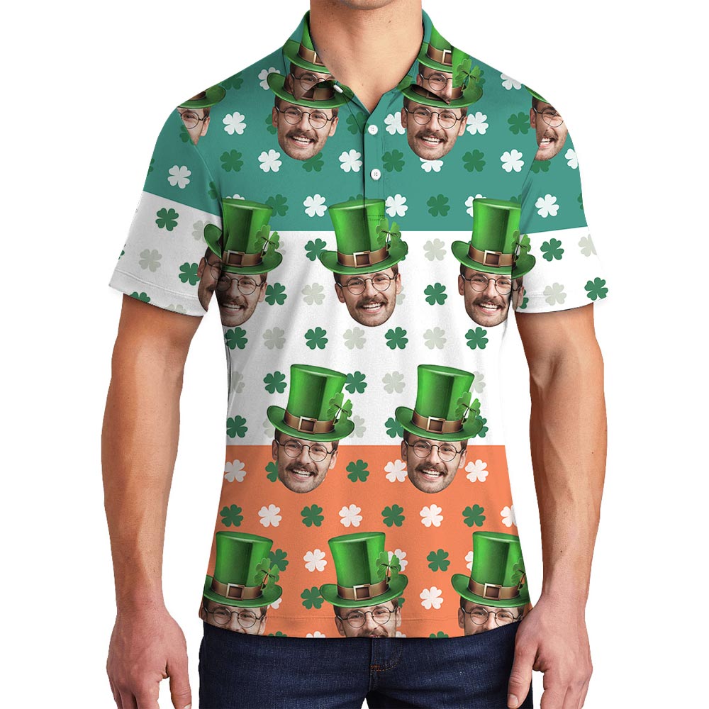 Funny Custom Saint Patrick Day Polo For Men With Multiple Faces - variant image 1