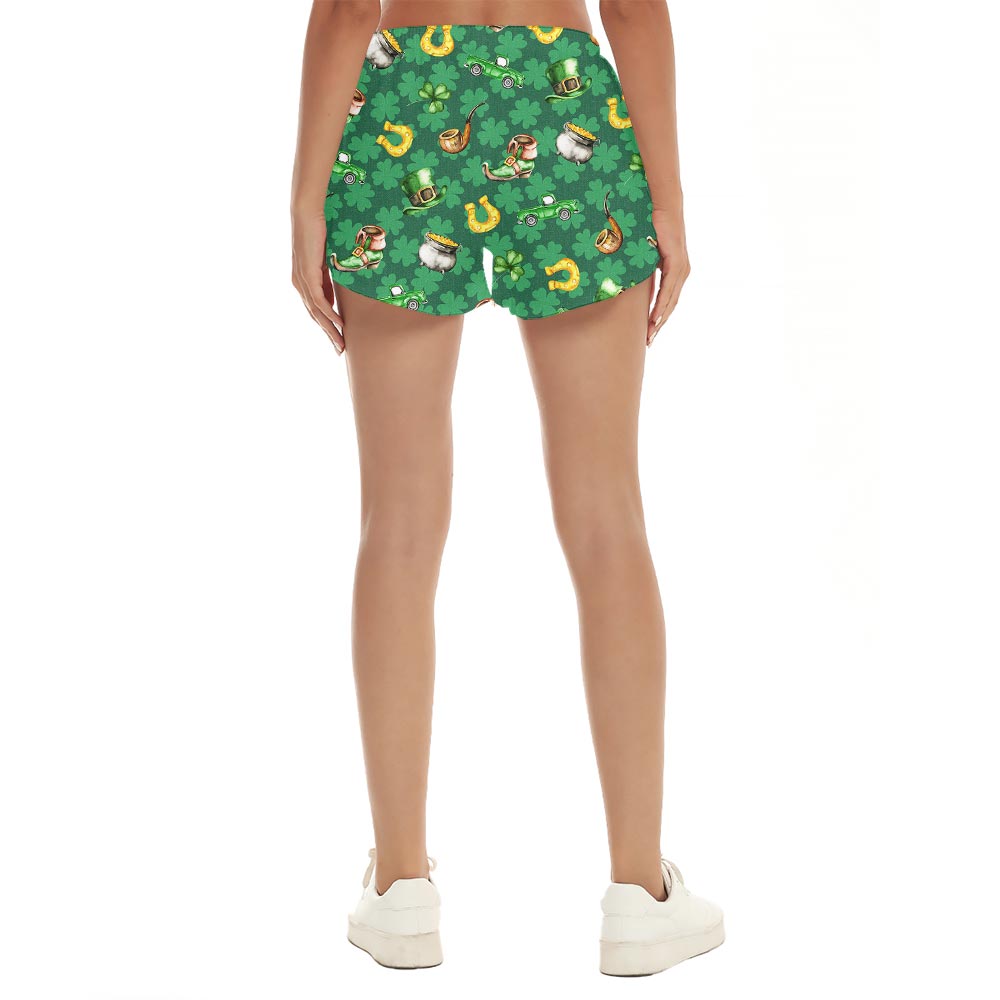 Lucky Charm Irish Saint Patrick Day Hawaiian Beach Shorts For Women