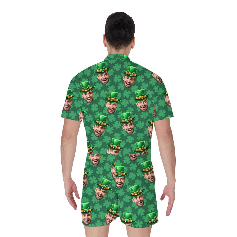 Personalized Faces Men's Tropical Romper For St. Patrick's Day