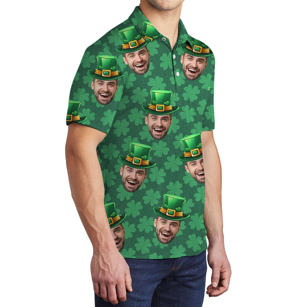 Custom Hawaiian Polo Shirt With Your Face Luck Charm
