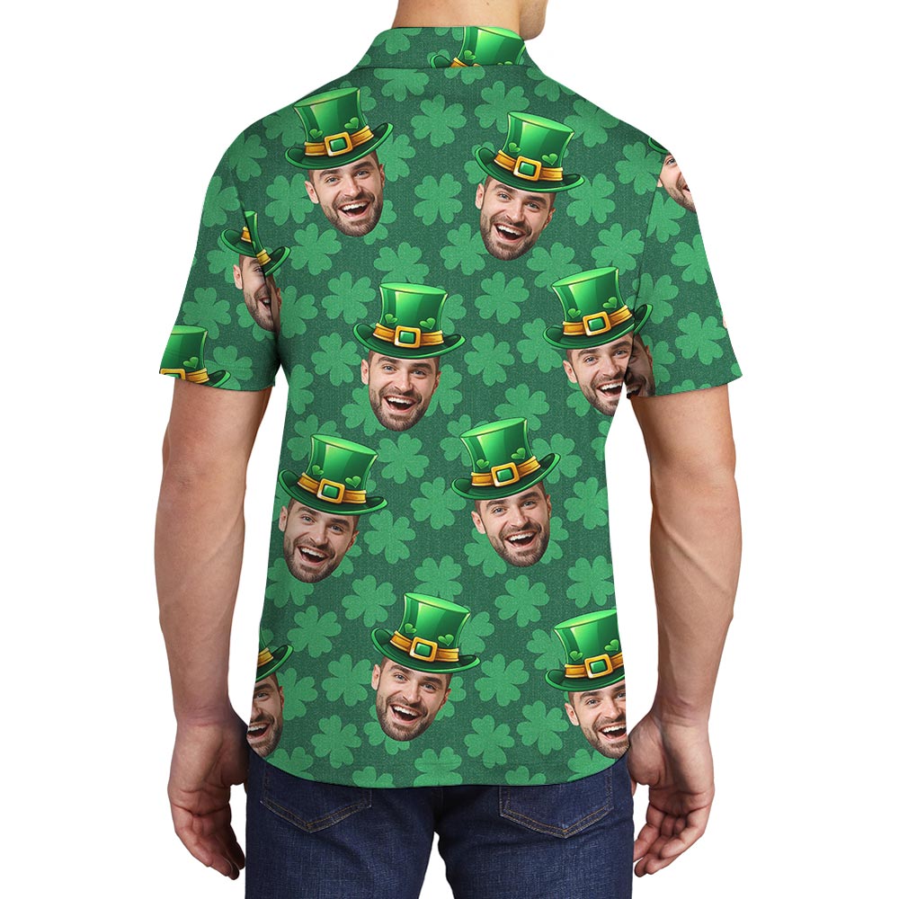 Custom Hawaiian Polo Shirt With Your Face Luck Charm