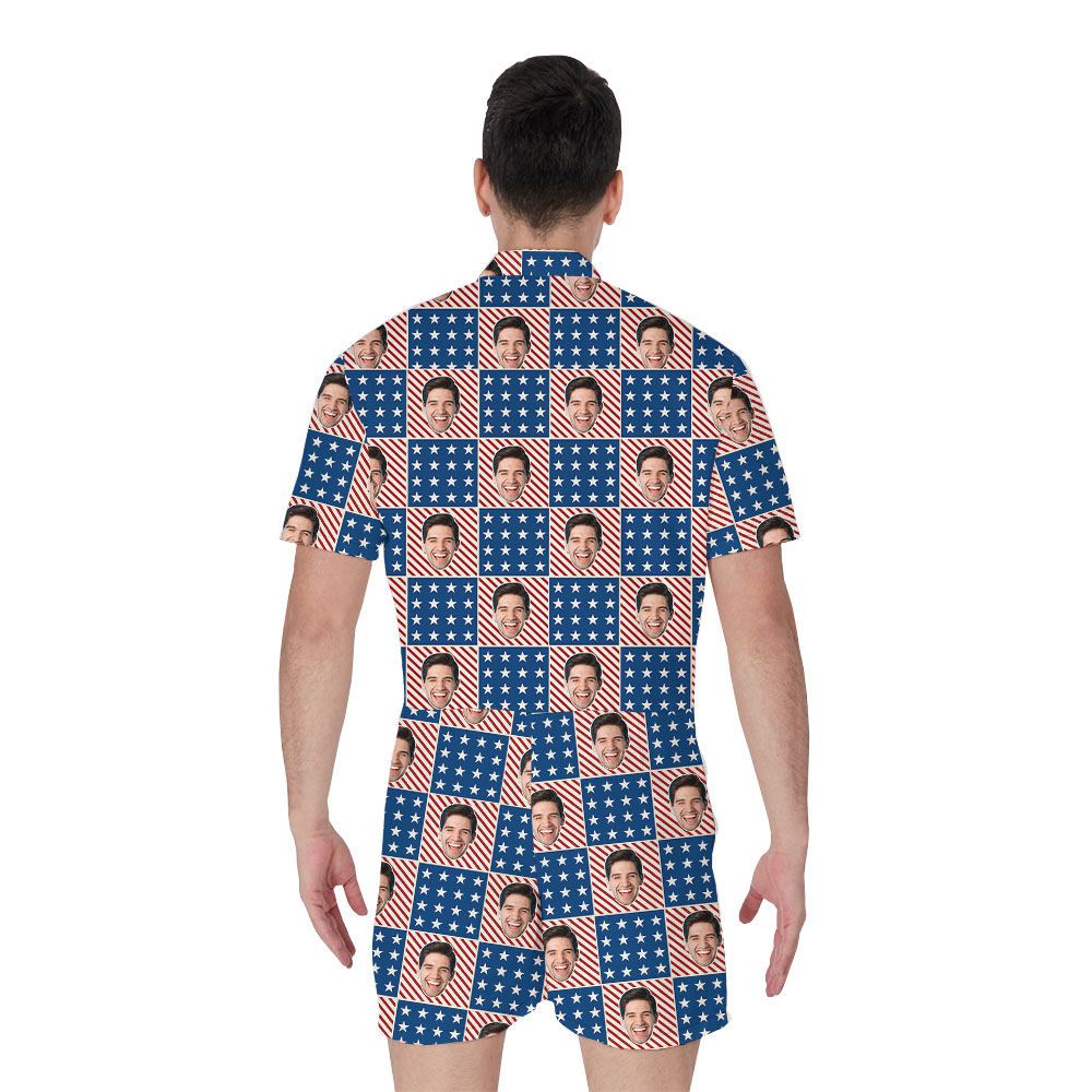 White Red And Blue Custom Male Polo Shirt With Faces