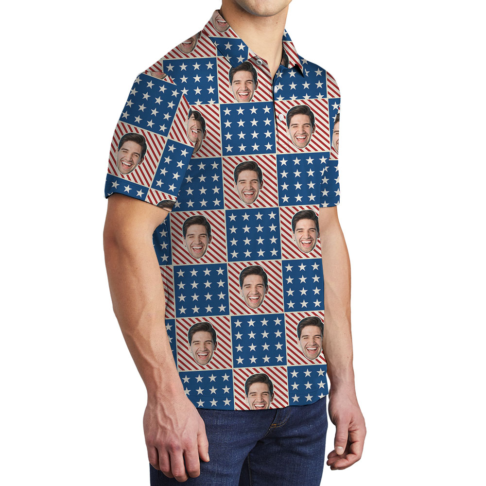 American Men's Polo Shirts With Custom Faces