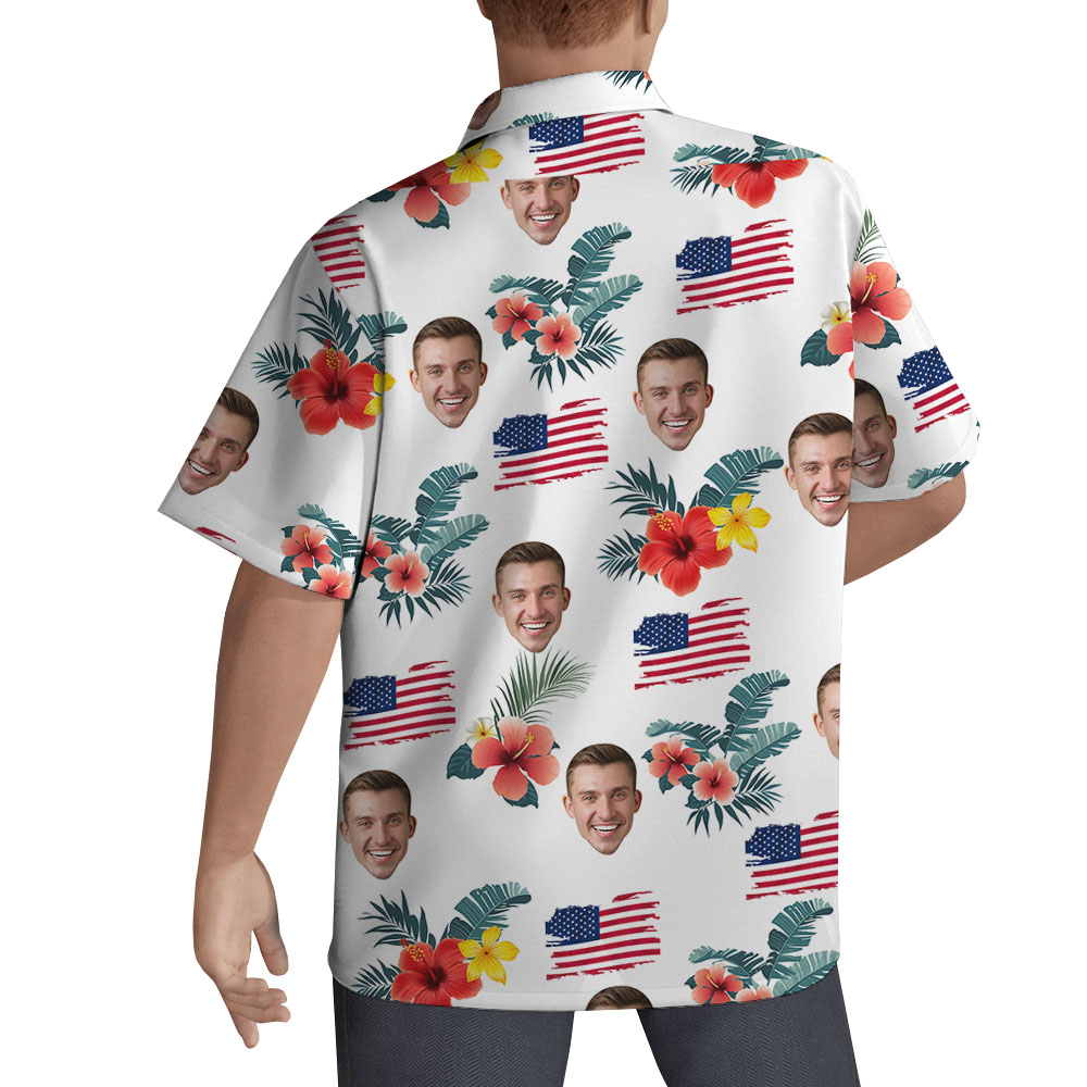 American Flag Custom Face Button Up Shirt