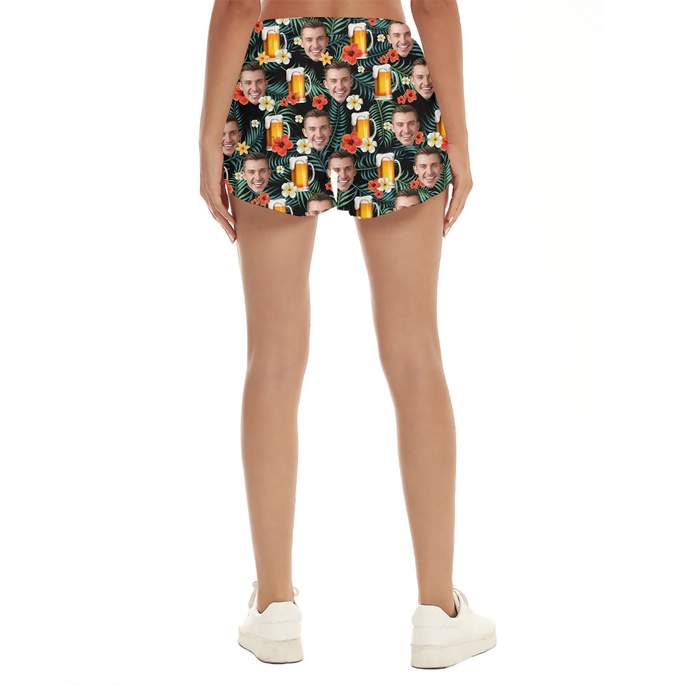 Personalized Women Beer Tropical Shorts With 4 Faces