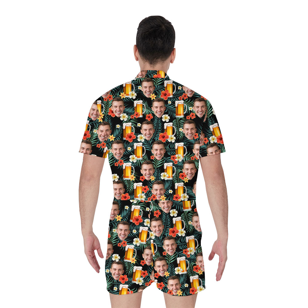Custom Beer Print Men's Romper With Multiple Faces