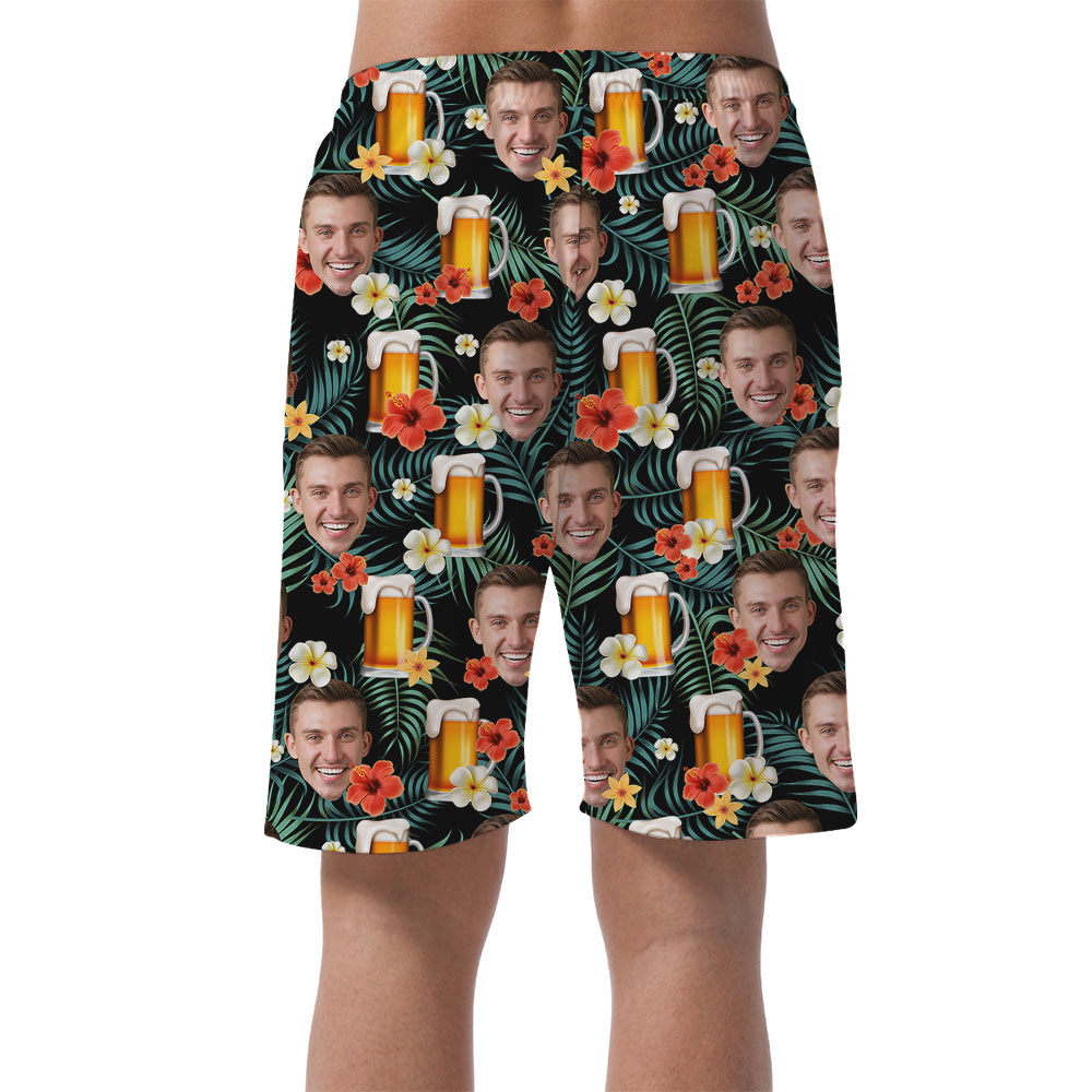 Custom Face Beer Tropical Men's Hawaiian Shorts
