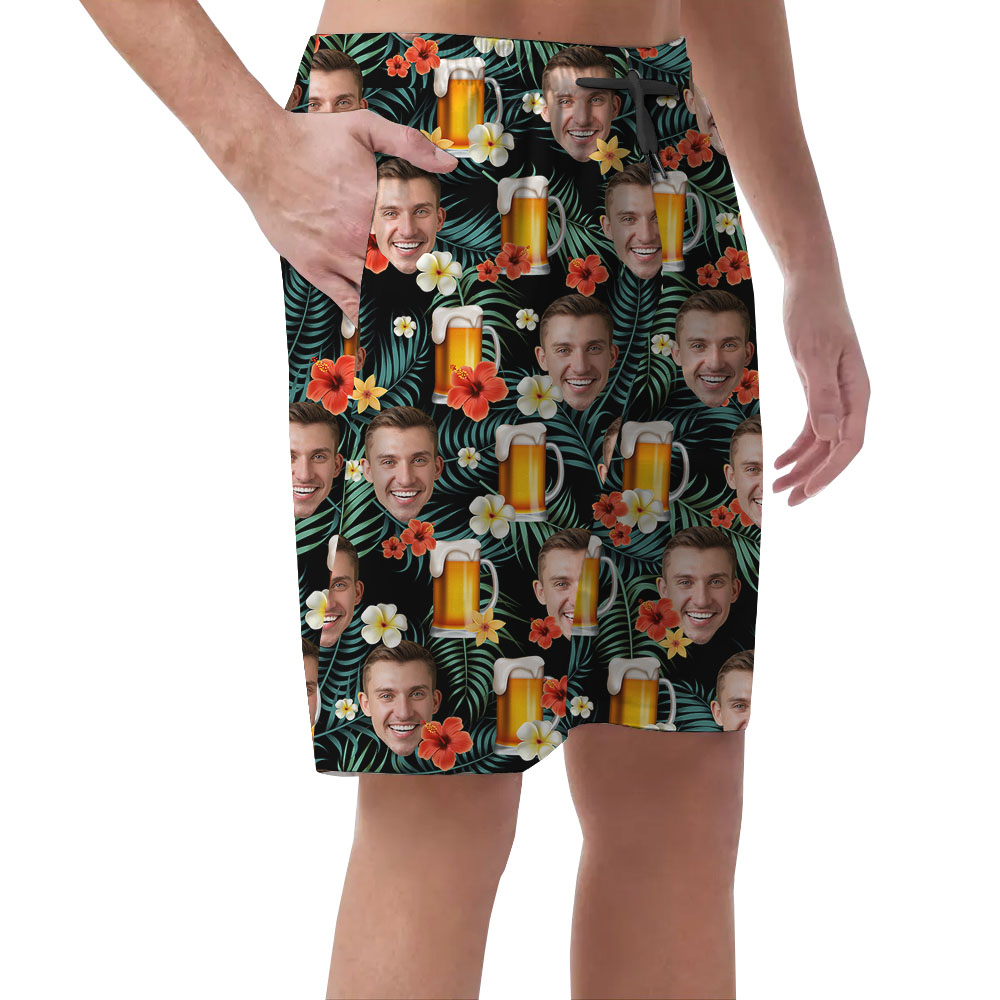 Custom Face Beer Tropical Men's Hawaiian Shorts