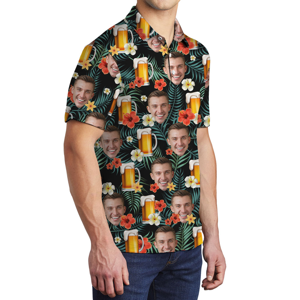 Cool Beer Men's Polo Shirt With Multiple Faces