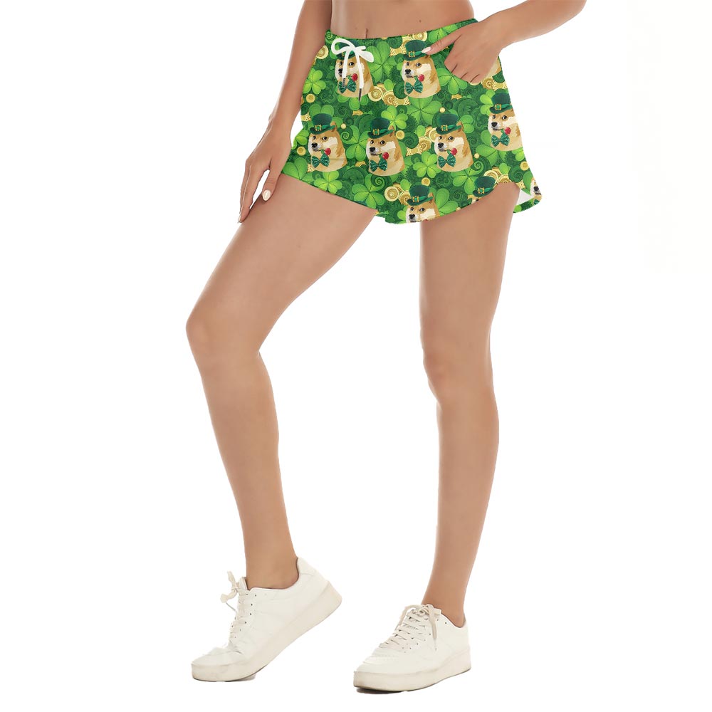 Women's Doge Meme Lucky Charm Beach Shorts For Patrick Day