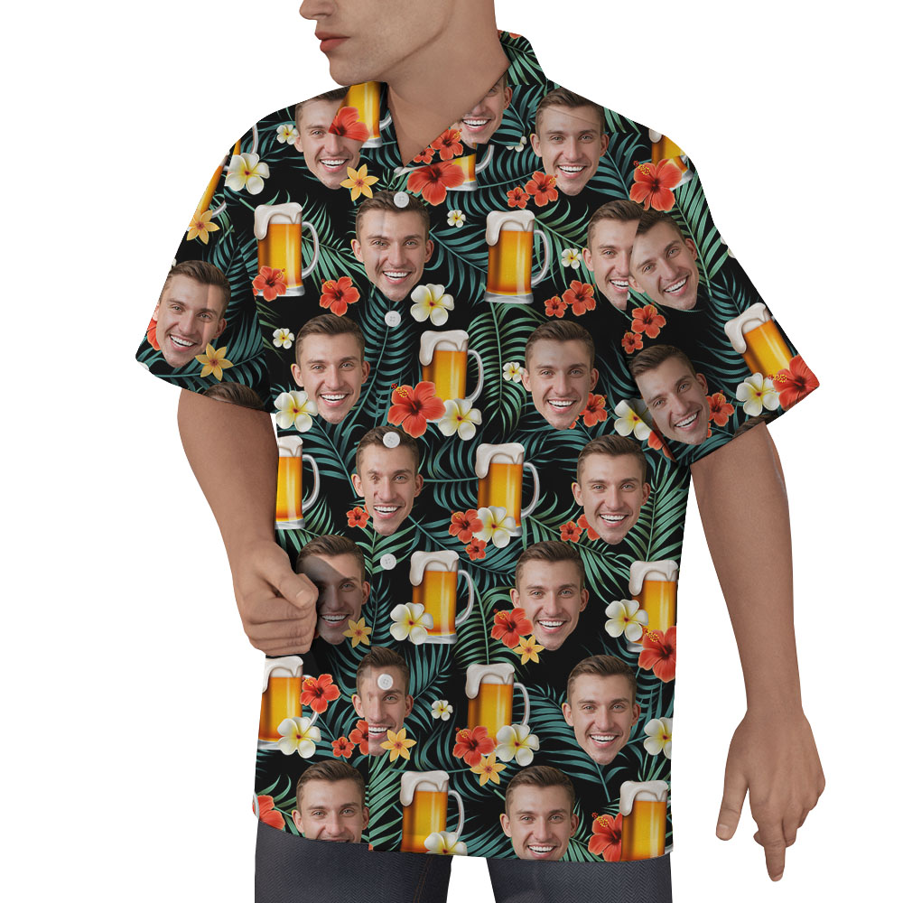 Funny Beer Tropical Hawaiian Shirt With Custom Face
