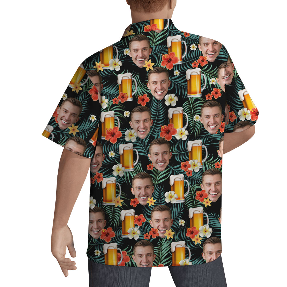 Funny Beer Tropical Hawaiian Shirt With Custom Face