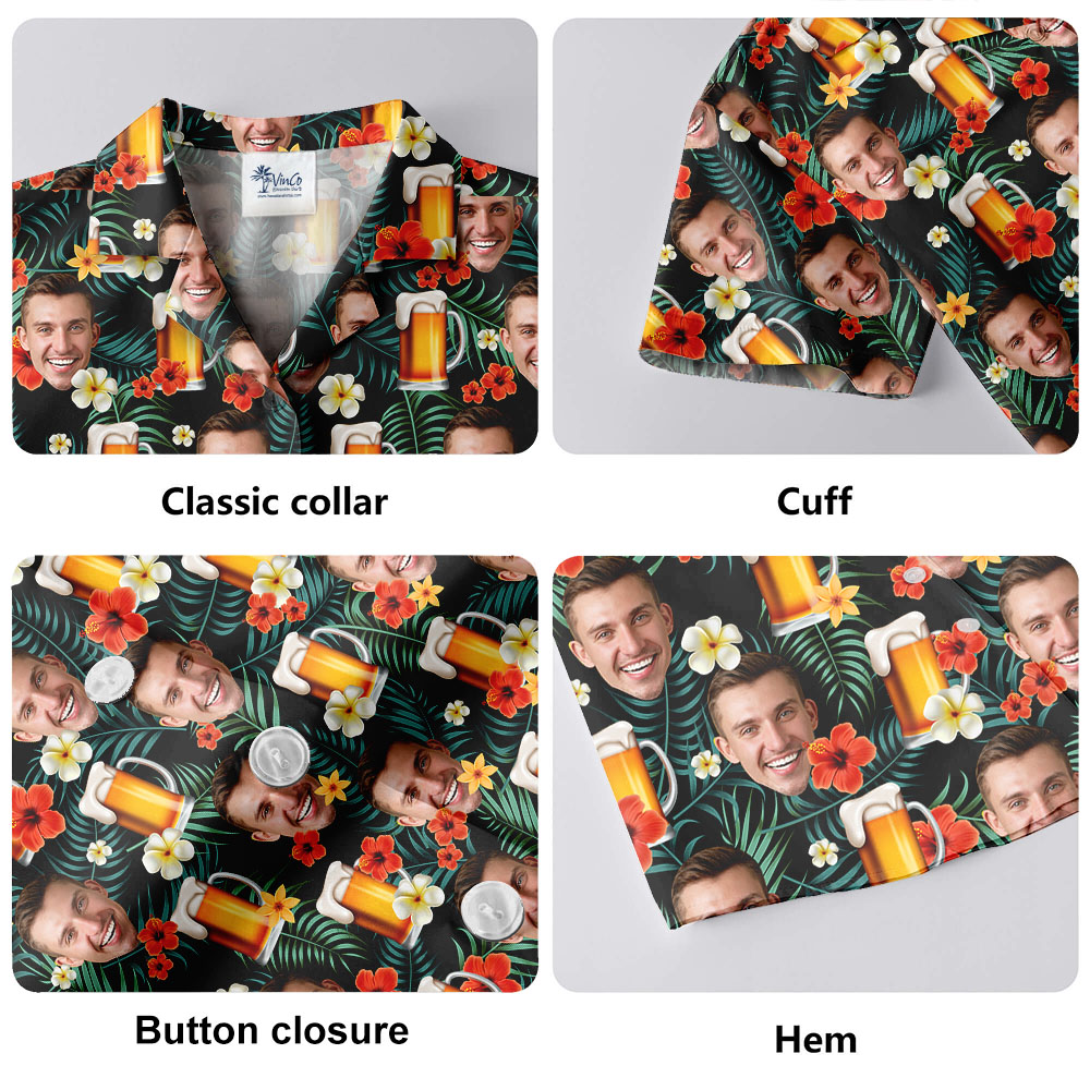 Funny Beer Tropical Hawaiian Shirt With Custom Face