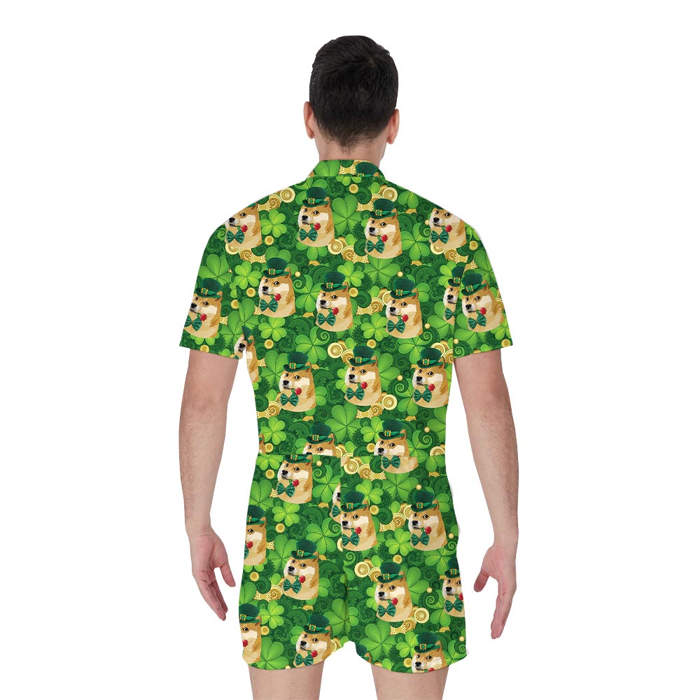 Funny Dog Meme Lucky Charm Men's Tropical Romper For St Patrick Day