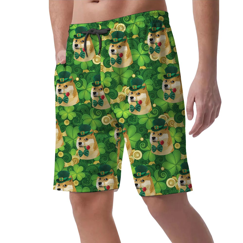 Funny Doge Saint Patrick Day Men's Hawaiian Shorts