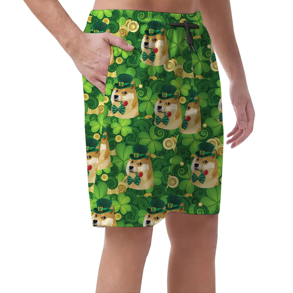 Funny Doge Saint Patrick Day Men's Hawaiian Shorts
