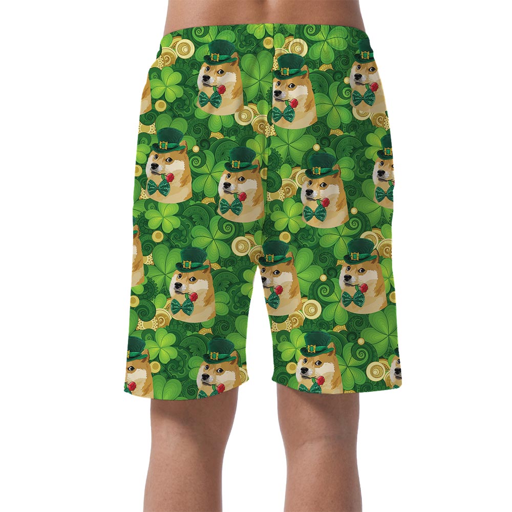 Funny Doge Saint Patrick Day Men's Hawaiian Shorts
