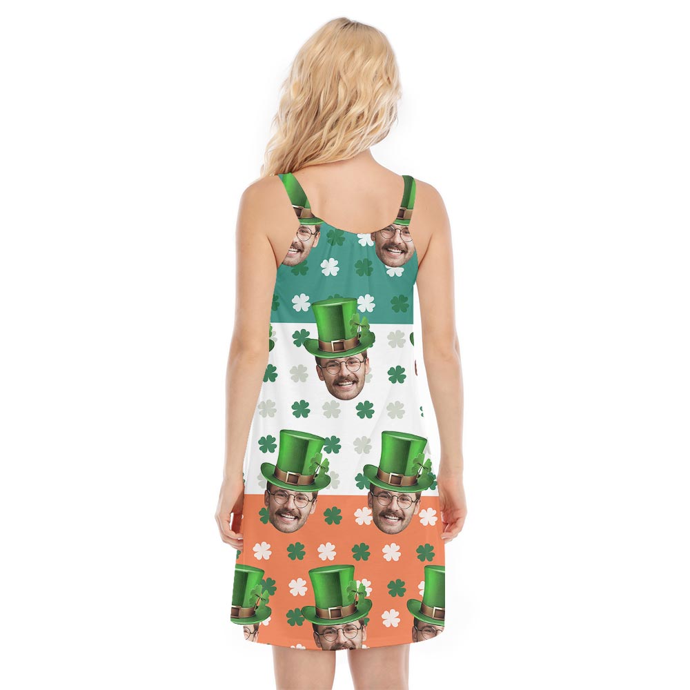 Women's St Patrick Day Lucky Charm Summer Dress With Custom Face