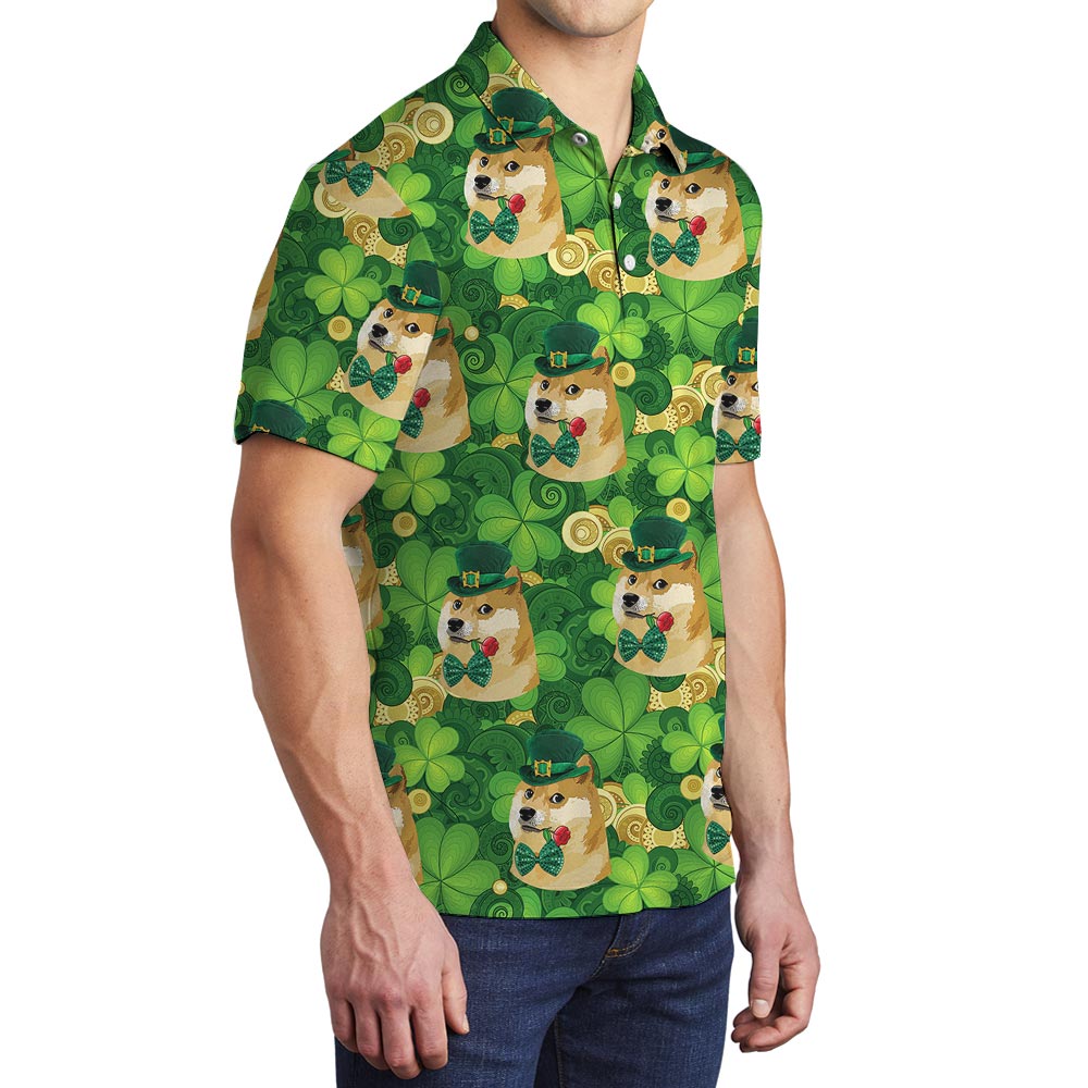 Funny Saint Patrick Day Hawaiian Polo Shirt For Men