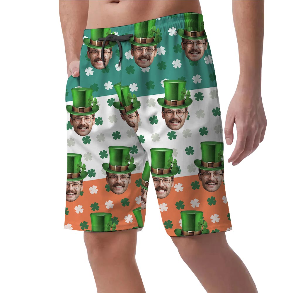 Custom Face St Patrick Day Lucky Charm Men's Summer Shorts