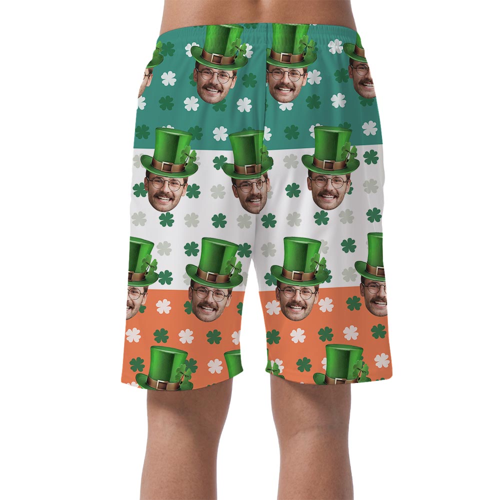 Custom Face St Patrick Day Lucky Charm Men's Summer Shorts