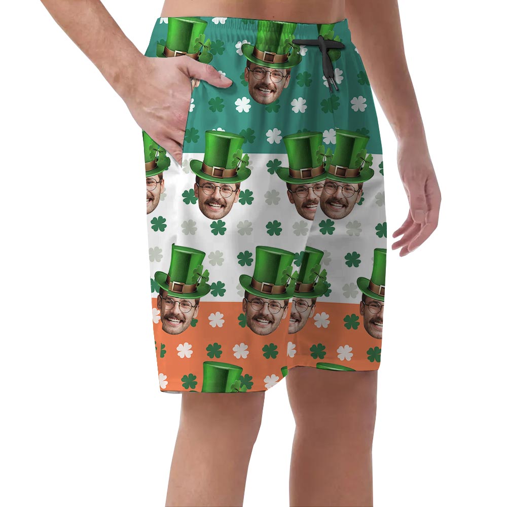 Custom Face St Patrick Day Lucky Charm Men's Summer Shorts