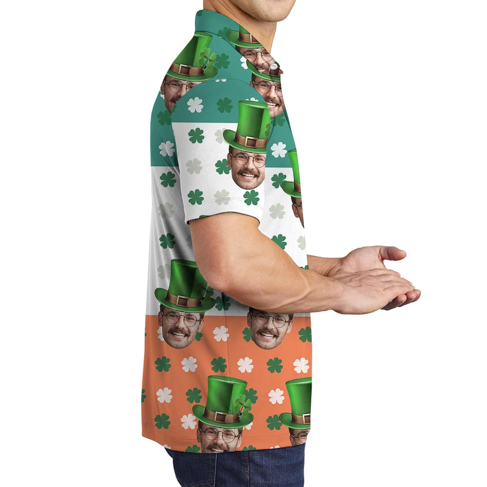 Funny Custom Saint Patrick Day Polo For Men With Multiple Faces