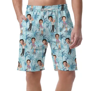 Custom Multiple Faces Golf Hawaiian Shorts
