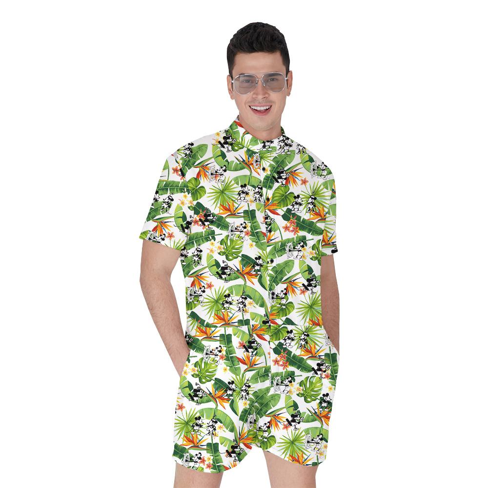 Cute Mickey Mouse Tropical Hawaiian Romper For Men - variant image 1