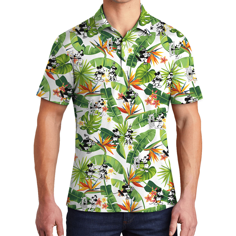 Mickey Steamboat Willie 1928 Tropical Hawaiian Polo Shirt - variant image 1