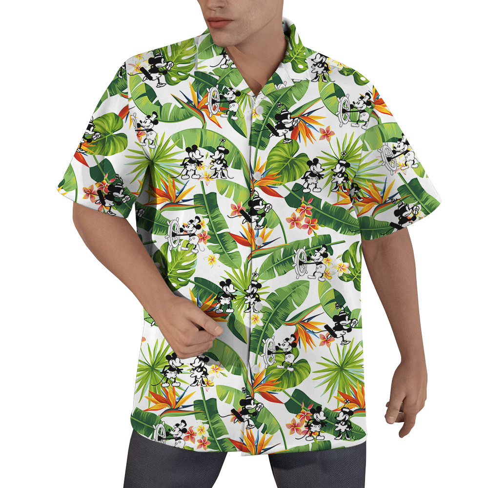 Cute Mickey Steamboat Willie Tropical Hawaiian Shirt - variant image 1